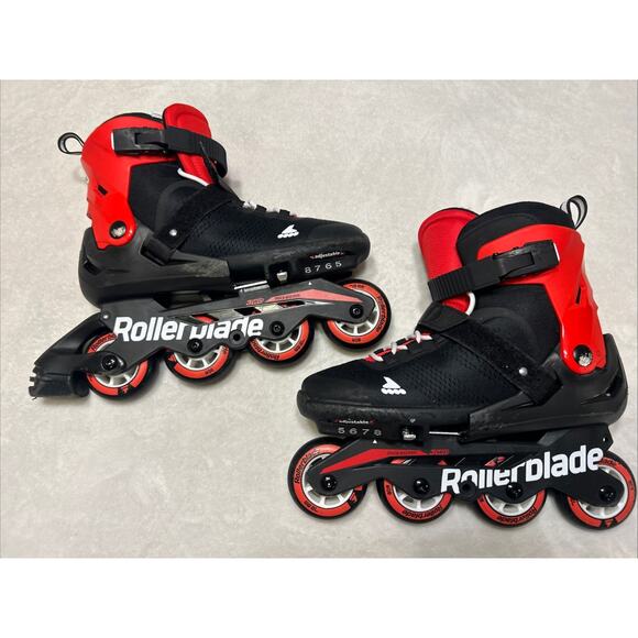 Rollerblade Mens Size 8 Microblade Black Red Adjustable Inline Skates - Picture 1 of 7